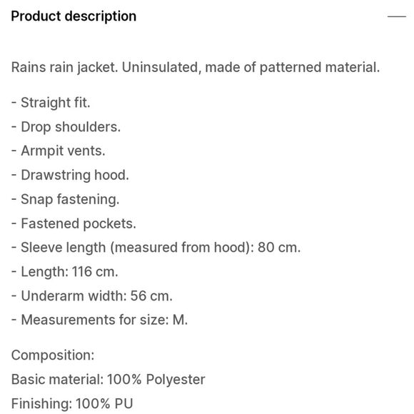 Rains Long Logo Print Raincoat Hooded Unisex Black Women's Men's Size Large - Picture 16 of 16